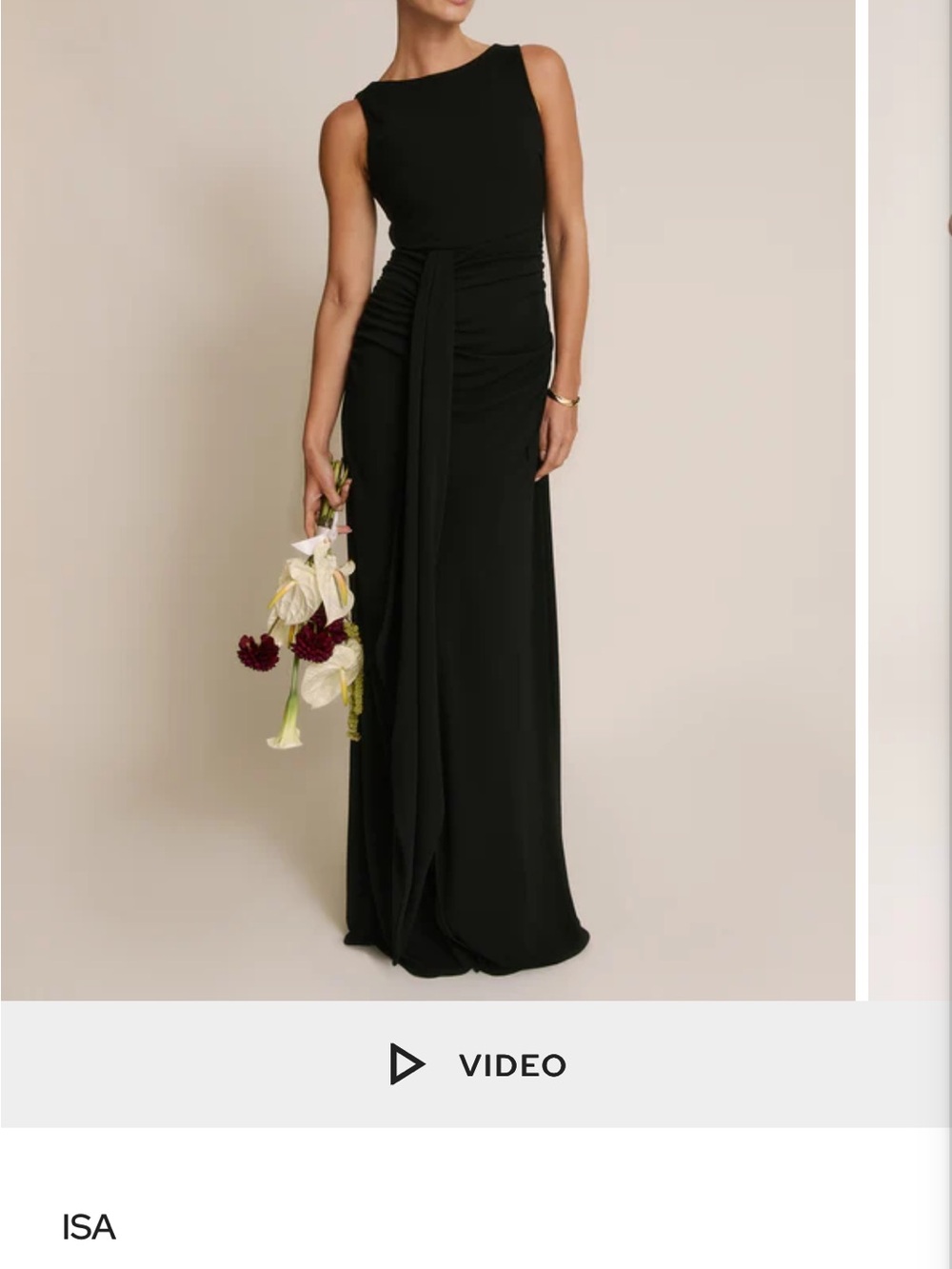 Women's Black Sleeveless Split-Front Evening Dress